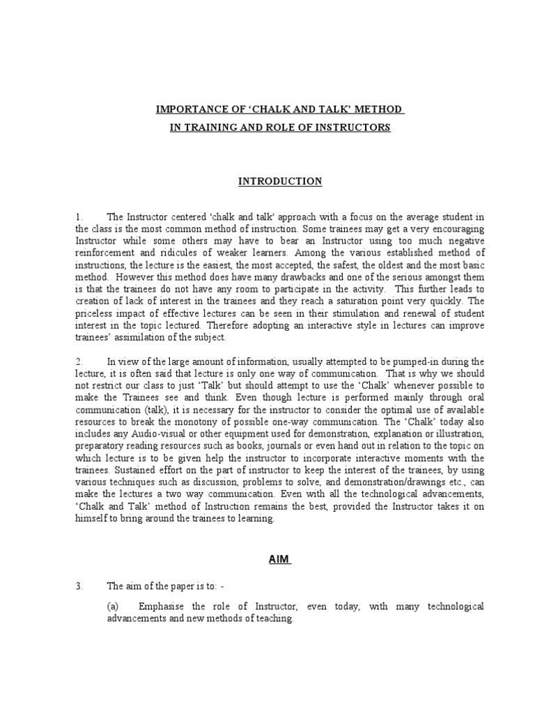 Chalk Talk Pdf Lecture Classroom