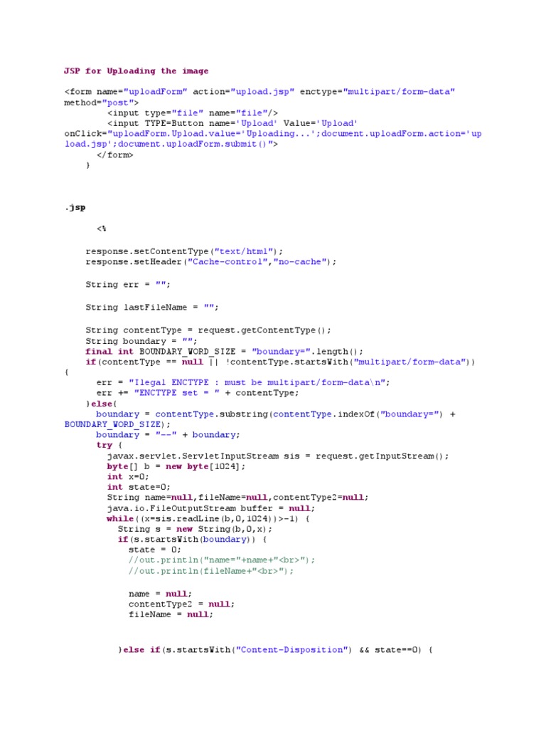JSP Image Upload Example | PDF | String (Computer Science) | Filename