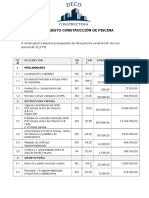 Presupuesto de Piscina