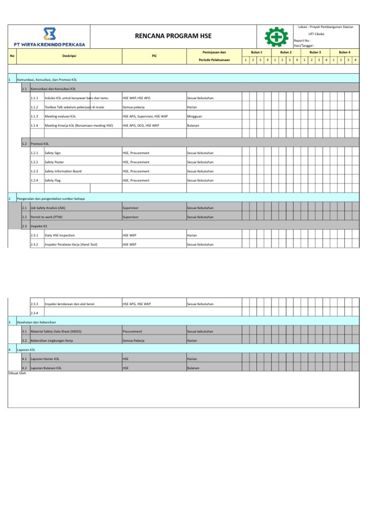 Rencana Program HSE Proyek LRT Cikoko | PDF | Teknologi & Rekayasa