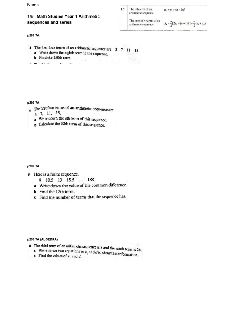 Arithmetic Seqs and Series PDF | PDF