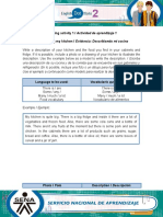 Learning Activity 1 / Actividad de Aprendizaje 1 Evidence: Describing My Kitchen / Evidencia: Describiendo Mi Cocina