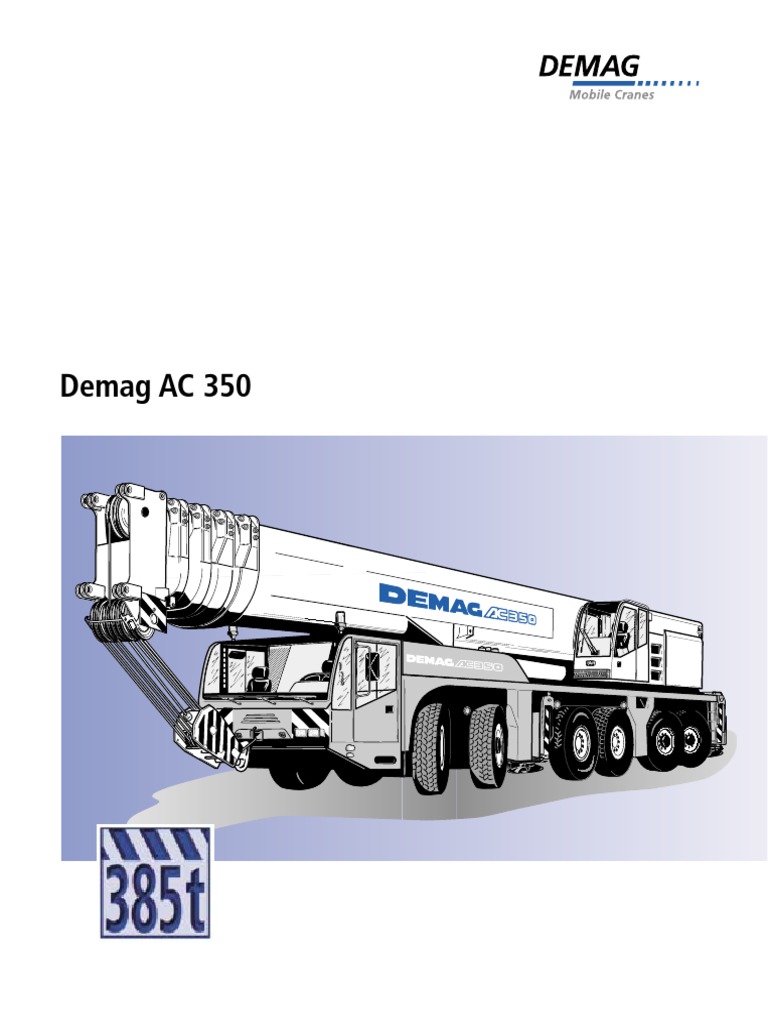 Demag AC 350 Load Chart Overview | PDF | Crane (Machine) | Mechanical ...