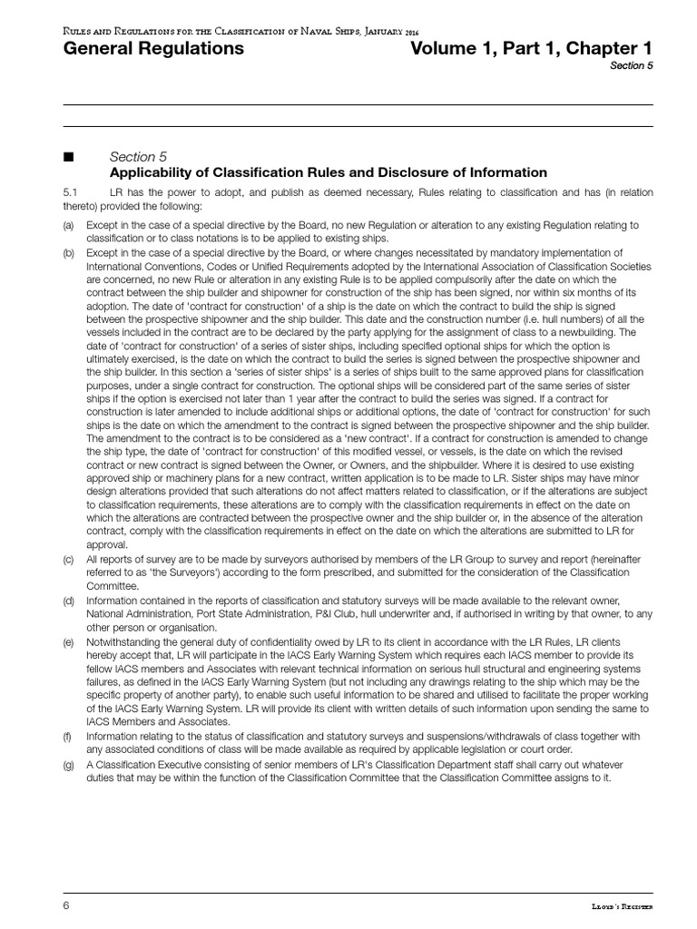 General Regulations Volume 1, Part 1, Chapter 1: Section 5 | PDF ...