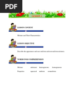 Lesson Content: Mixture and Their Characteristics