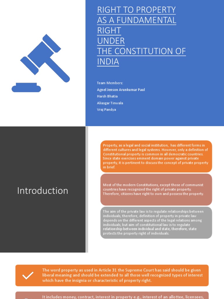 Right To Property As A Fundamental Right Under The Constitution of
