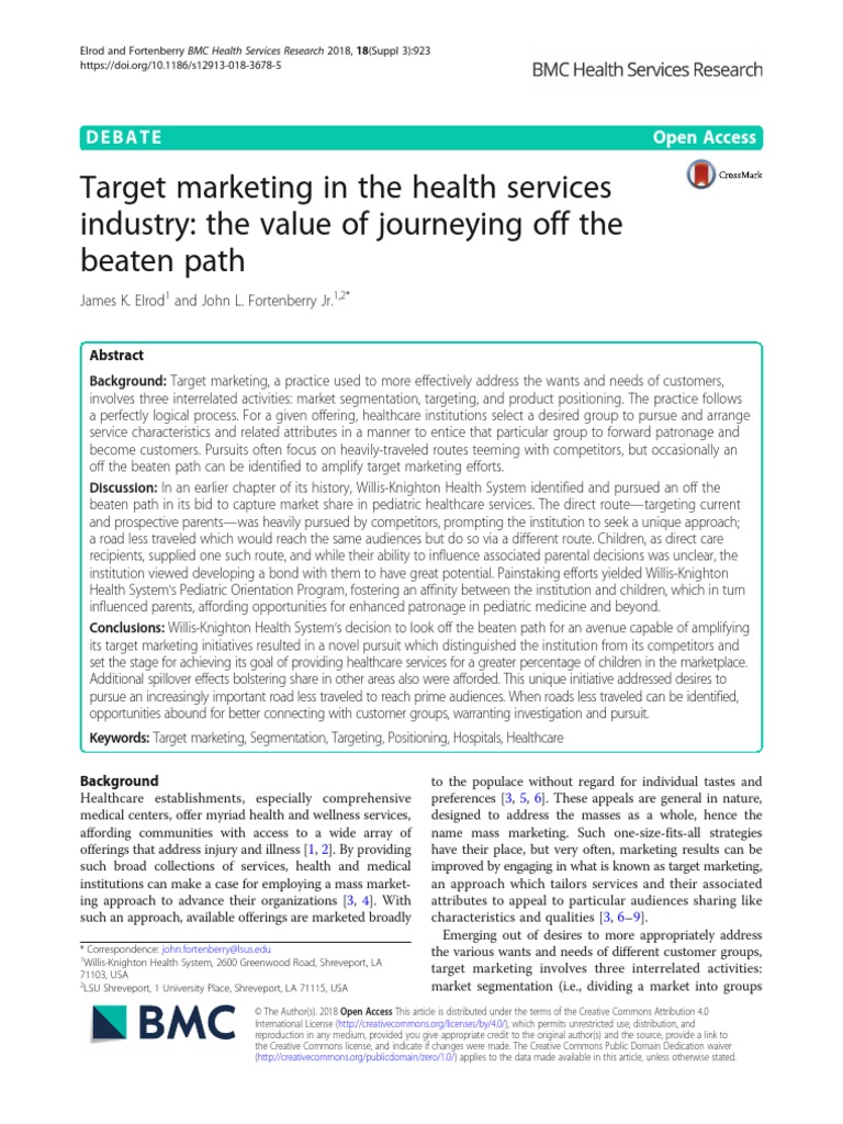 Target Marketing in The Health Services | PDF | Health System | Marketing