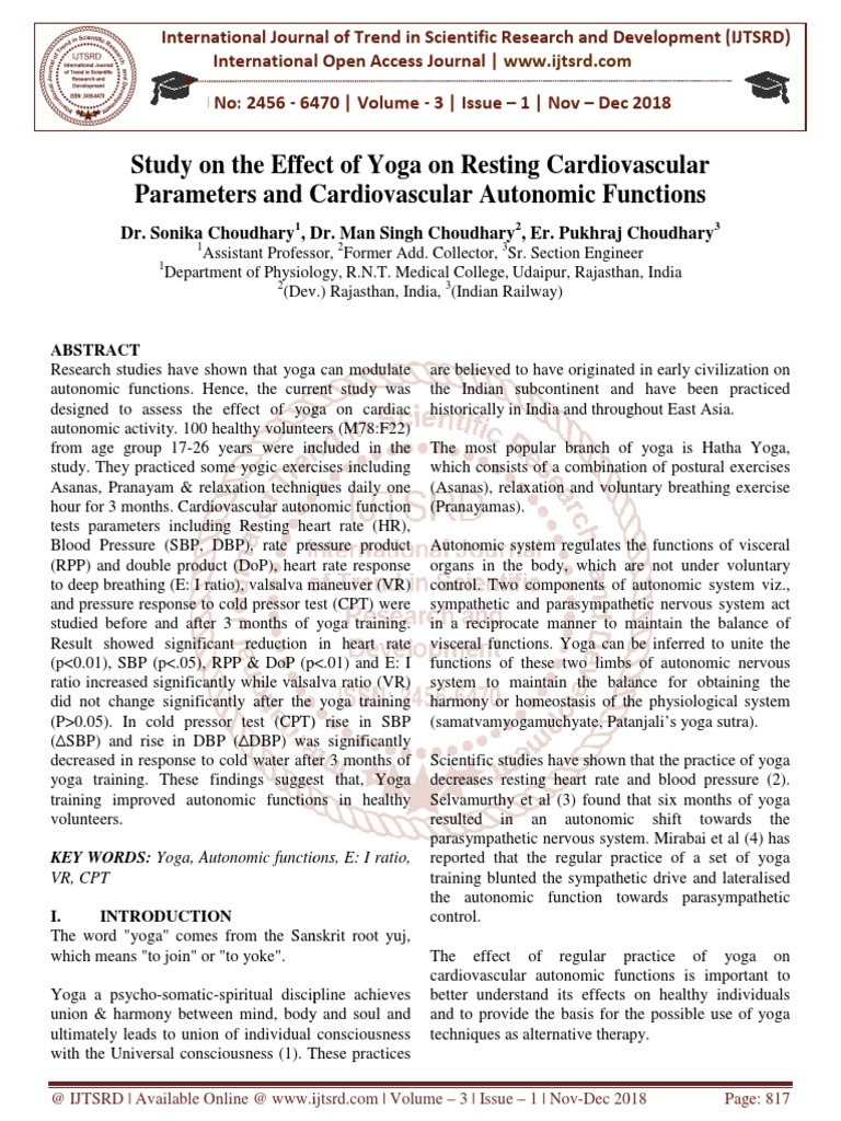 Impact of Bridge Pose on Autonomic Functions | PDF | Blood Pressure | Asana