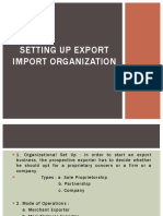 Setting Up Export Import Organization