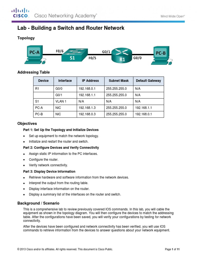 6.4.3.5 Lab - Building A Switch and Router Network PDF | PDF | Router ...