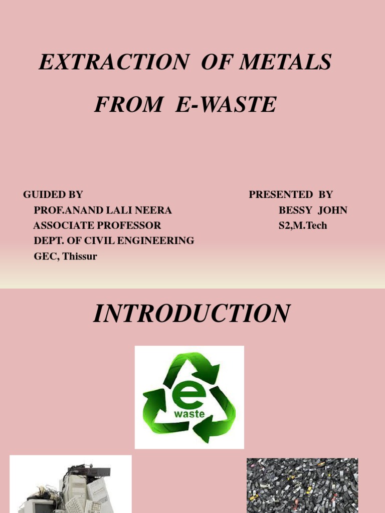 Extraction of Metals From E-Waste | PDF | Electronic Waste | Chelation