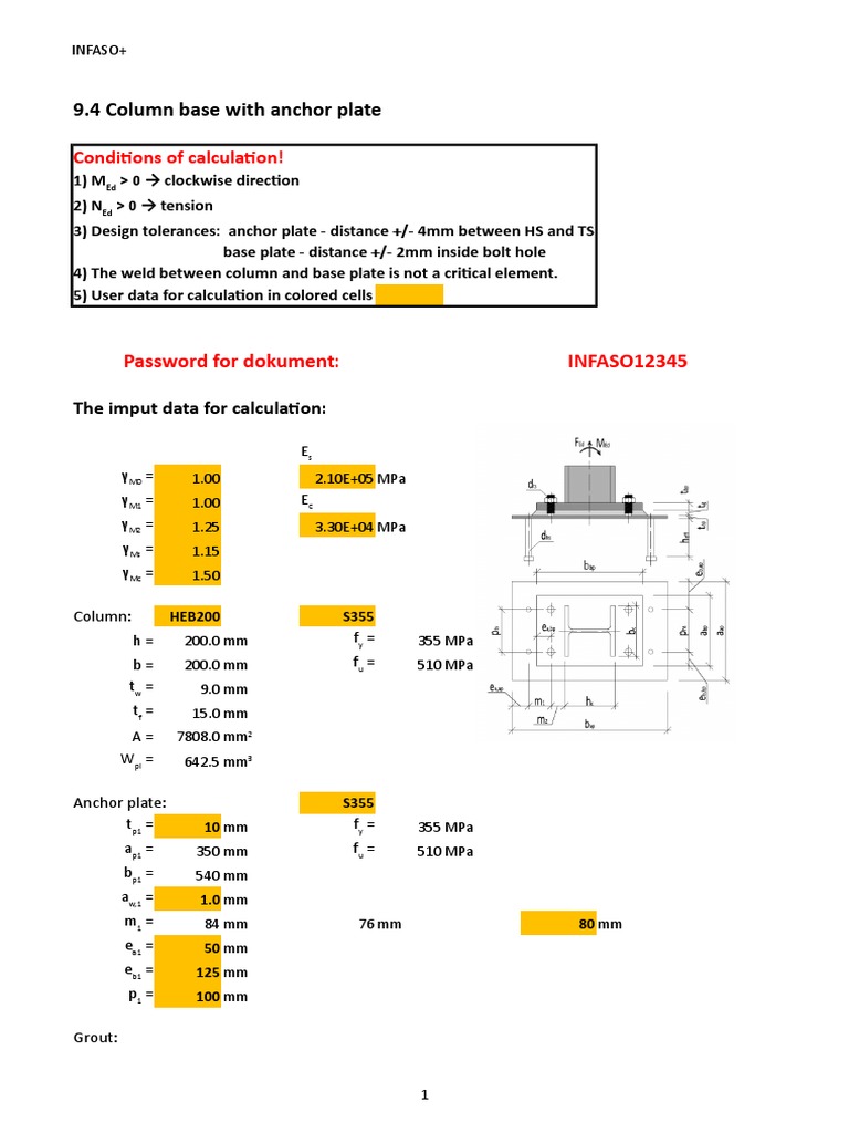 Column Base Design Calculation Guide | PDF | Components | Composite ...