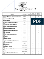 Printed Study Material Mastersheet TE Sem. VI: CMPN CMPN CMPN Inft Extc Extc Extc Extc Extc Etrx
