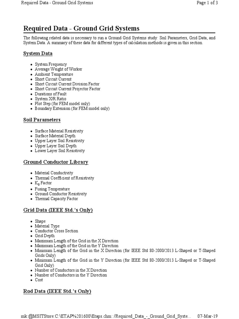 Required Data Ground Grid Systems Pdf Electrical Resistivity And