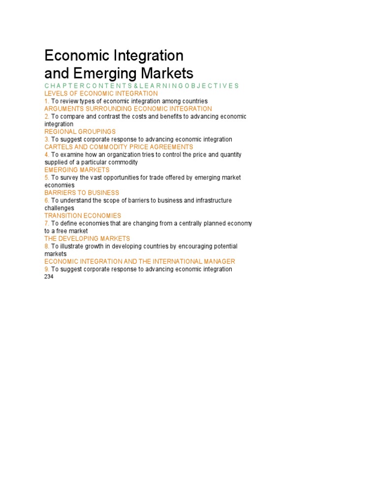 Economic Integration in Emerging Markets | PDF | Economic Integration ...