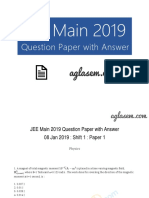 JEE Main 2019: Question Paper With Answer