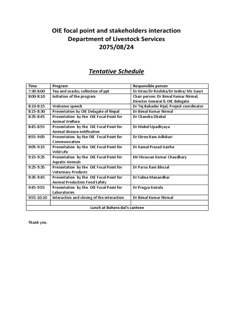 Tentative Schedule 2075-08-24 | PDF | Self-Improvement