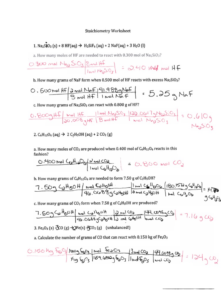 nsc-130-stoichiometry-worksheet-answers-pdf-physical-quantities-analytical-chemistry
