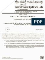 Gazette, Article 33, 62 & 70 in Constituition of SL