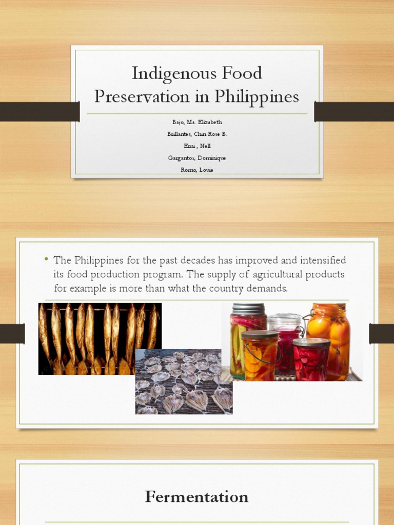 Indigenous Food Preservation in Philippines Fermentation Food Preservation