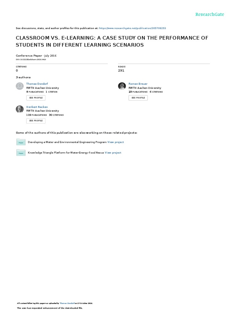 2016 ClassroomvsE Learning PDF | PDF | Educational Technology | Motivation