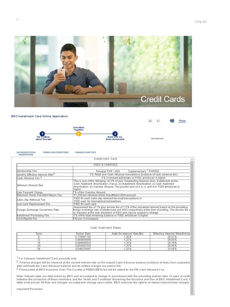 BDO Credit Card Online Application Form | PDF | Fee | Credit Card