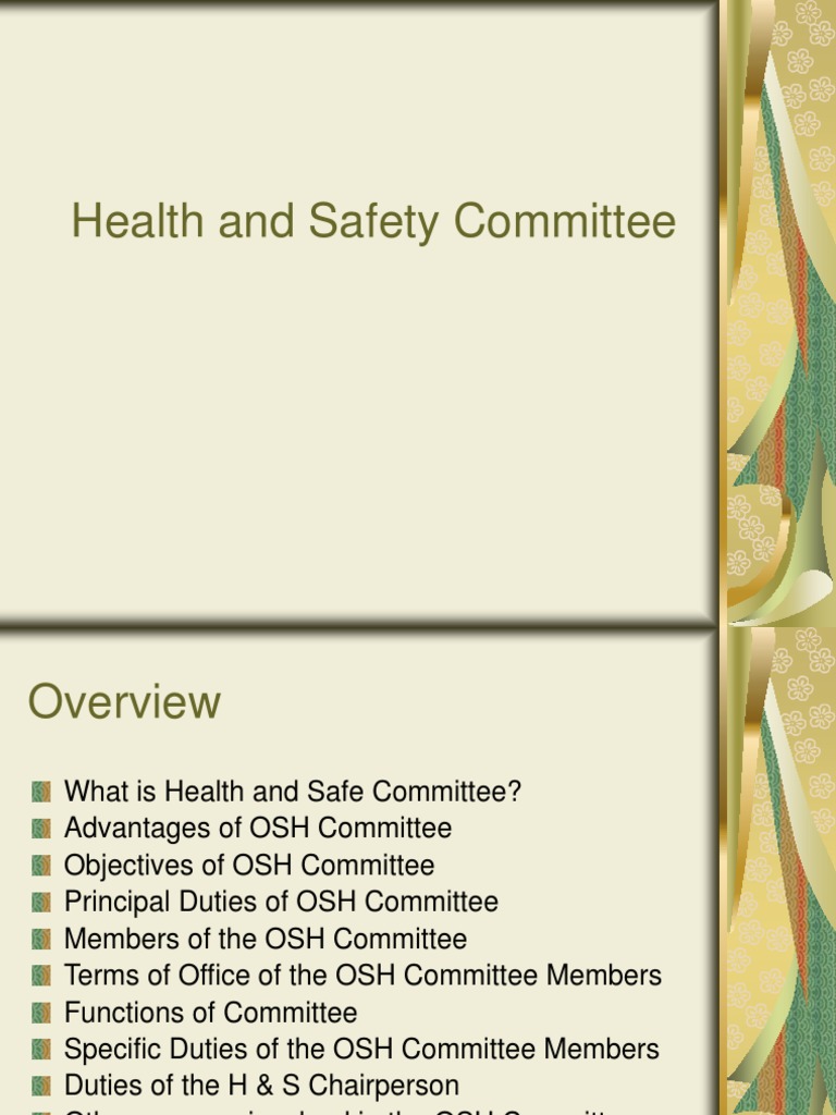 Day 1 Health and Safety Committee.ppt Occupational Safety And Health