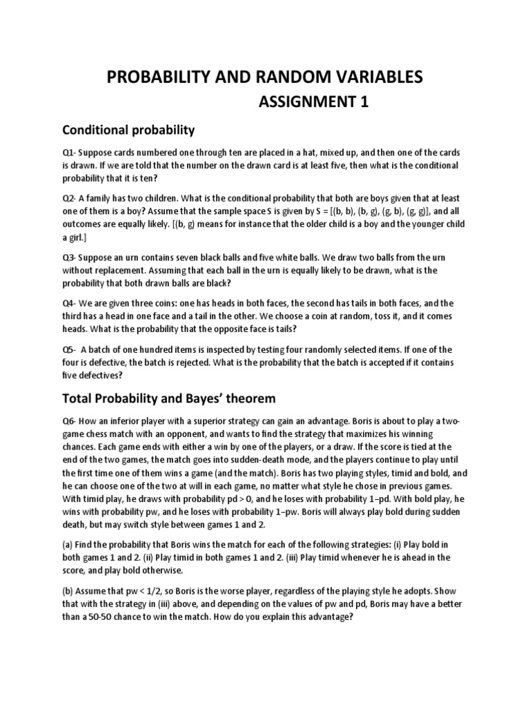 probability assignment class 9