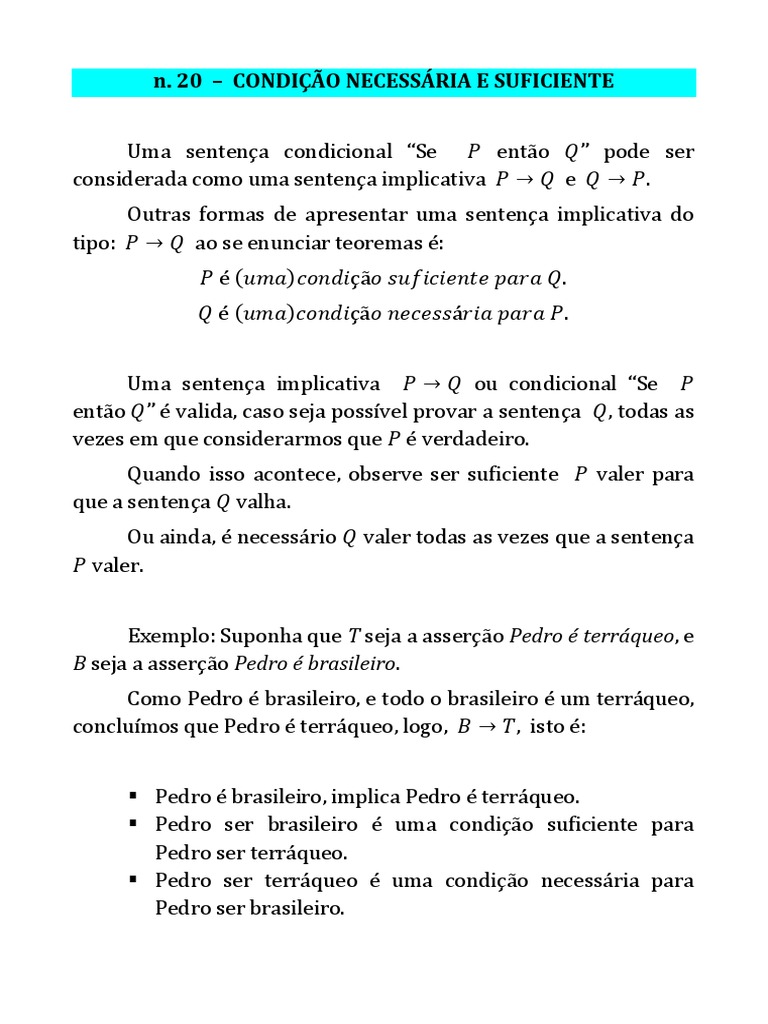 20 - Condicao Necessaria e Suficiente | Download grátis PDF | Matriz ...