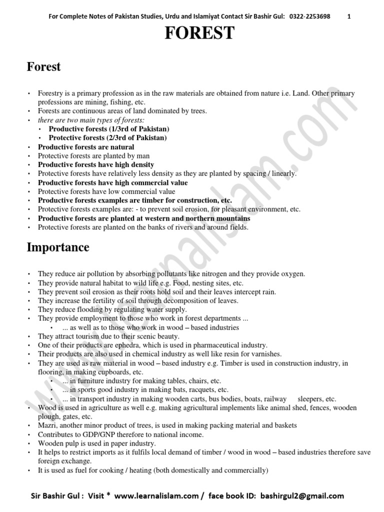 Forests Notes PDF | PDF