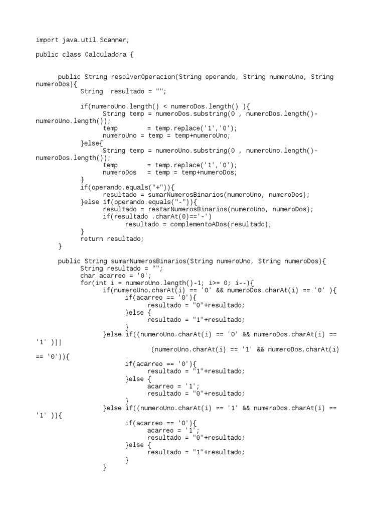 Calculadora Binaria en Java | PDF | Formalismo (deductivo) | Sintaxis ...