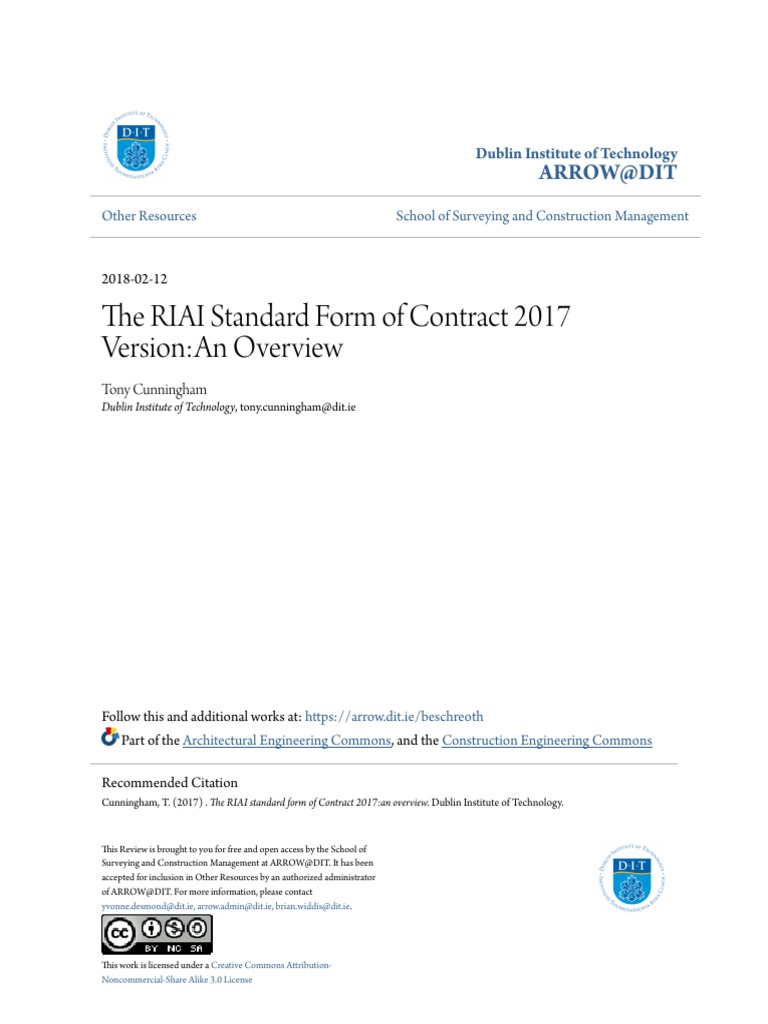 The RIAI Standard Form of Contract 2017 Version_An Overview Liability