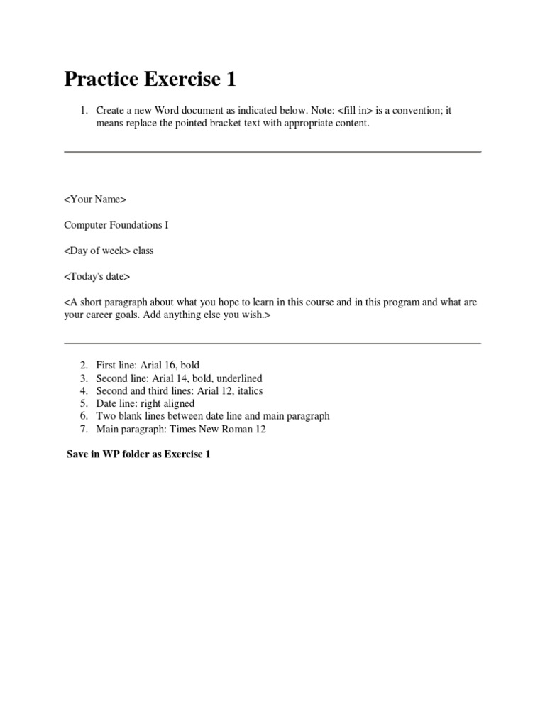 Word Document Formatting Exercise | PDF