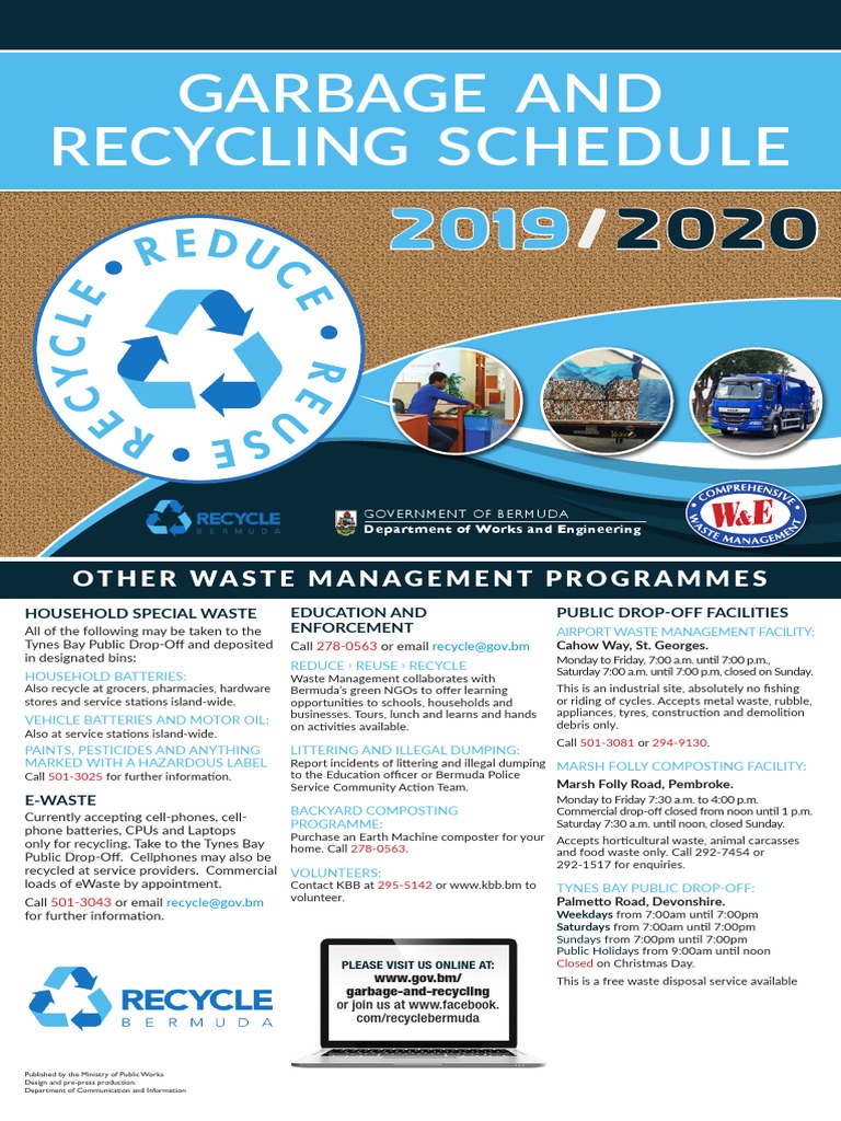 Garbage and Recycling Calendar Recycling Waste Management