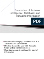 Foundation of Business Intelligence: Databases and Managing Information