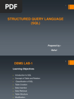 Structured Query Language (SQL) : Prepared By:-Rahul