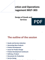 MGT-303 Production and Operations Management Course on Designing Goods and Services