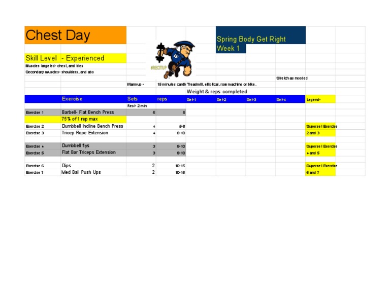 Chest Day - Experinced - Sheet1 | PDF | Physical Exercise | Recreation
