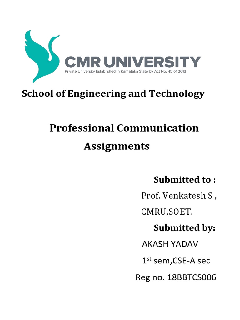 Professional Communication Assignments: School of Engineering and ...