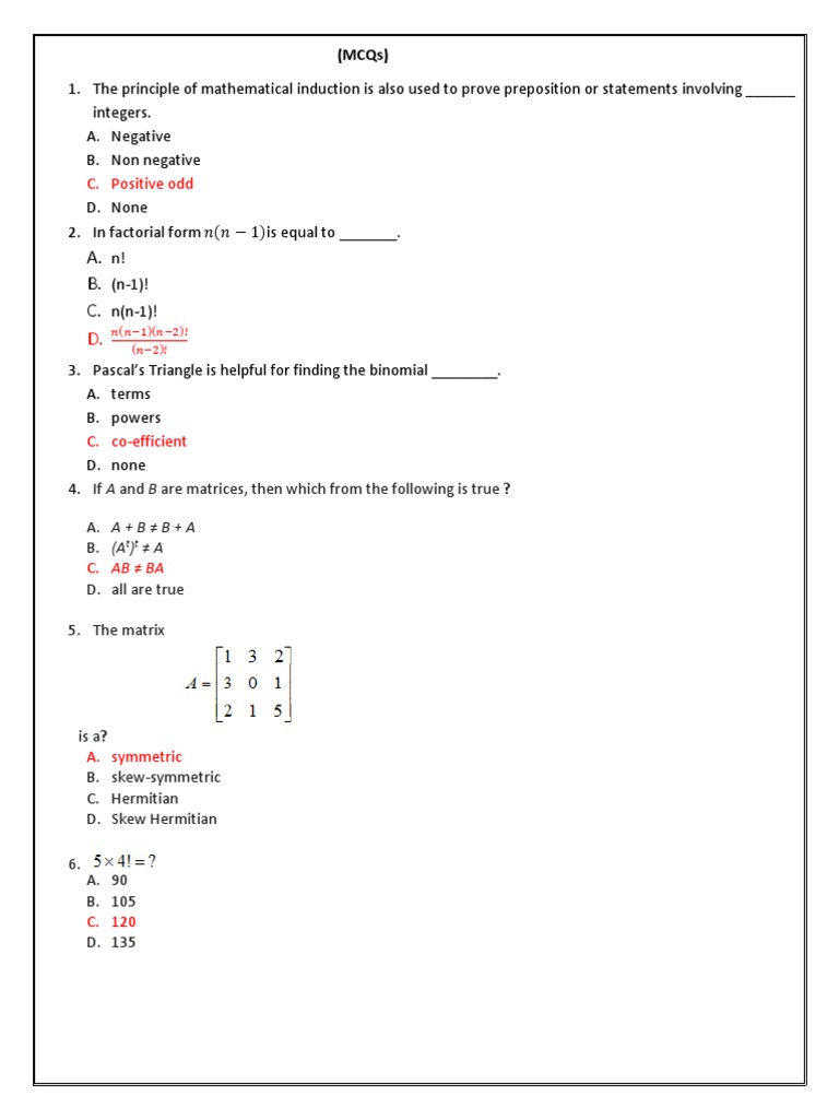Some Solved Math Test Quetions With References | PDF | Algebra ...