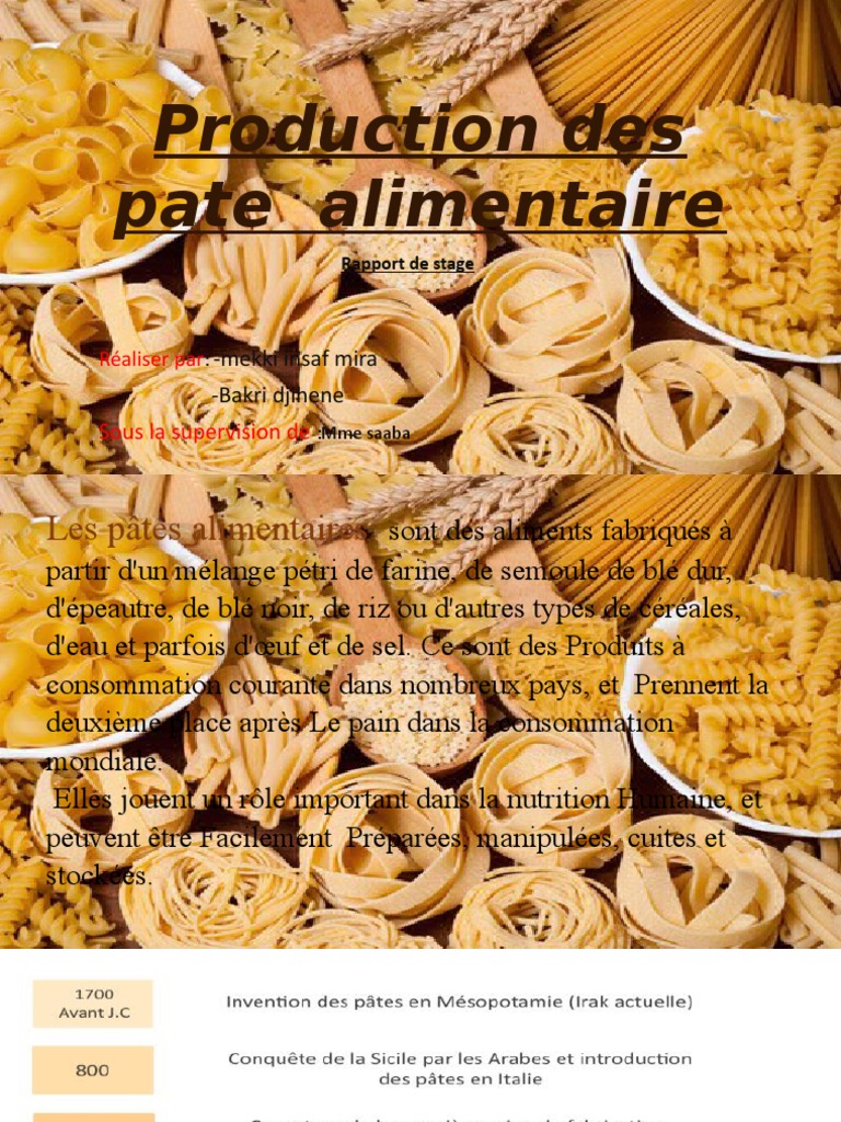 Production Des Pate Alimentaire | PDF | Pâtes | Blé