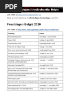 Feestdagen Belgie - Exacte Datums Op Kalender