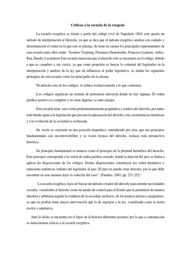 Críticas A La Escuela de La Exegesis Juez Legislación