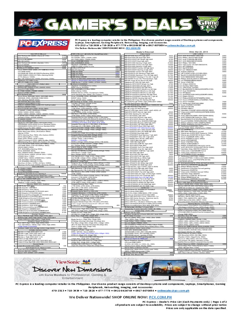 20190320 PC EXPRESS DEALER'S PRICE LIST (Strictly For Cash