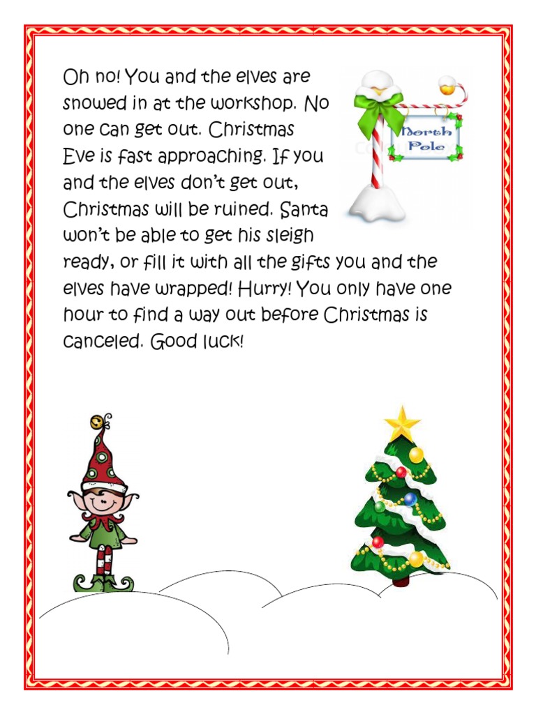 Christmas Escape Room | PDF | Chocolate | Santa Claus for Free Christmas Escape Room Printable