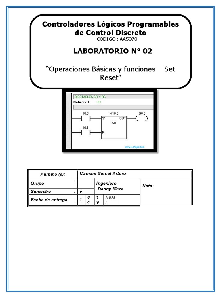 Instrucciones Set Reset 2019-1 | PDF | Controlador lógico programable ...