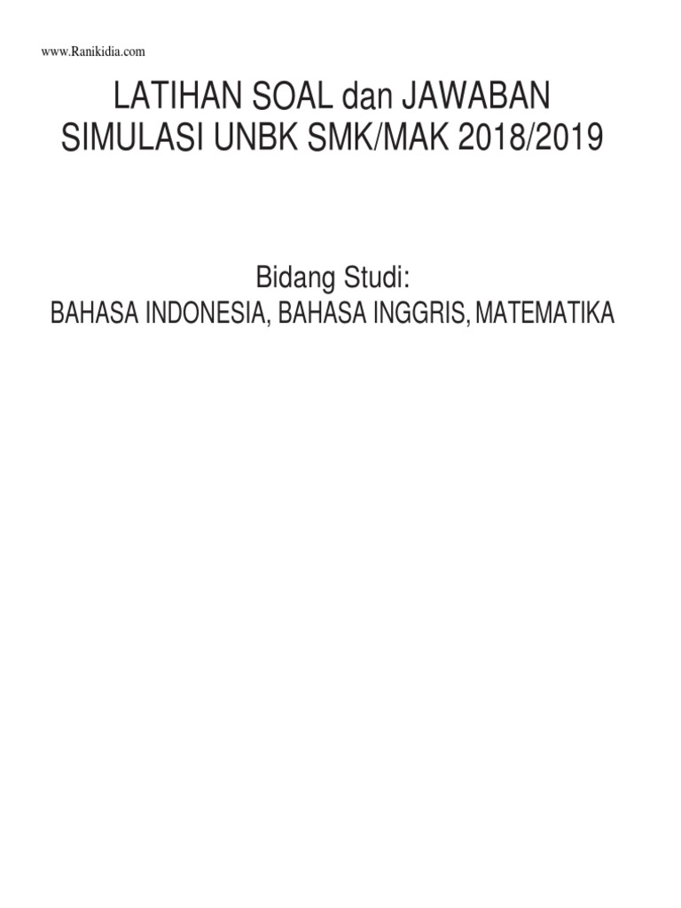 Download Kunci Jawaban Simulasi Matematika 2018 PNG