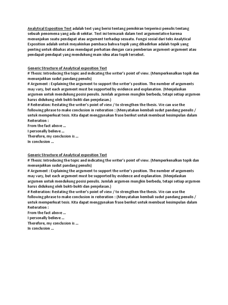 Struktur Teks Eksposisi Analitik | PDF