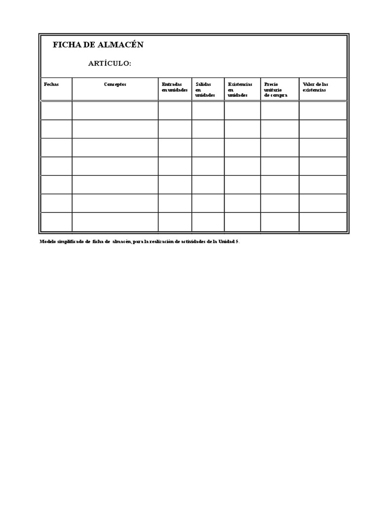 Ficha Almacen PDF Economias Business