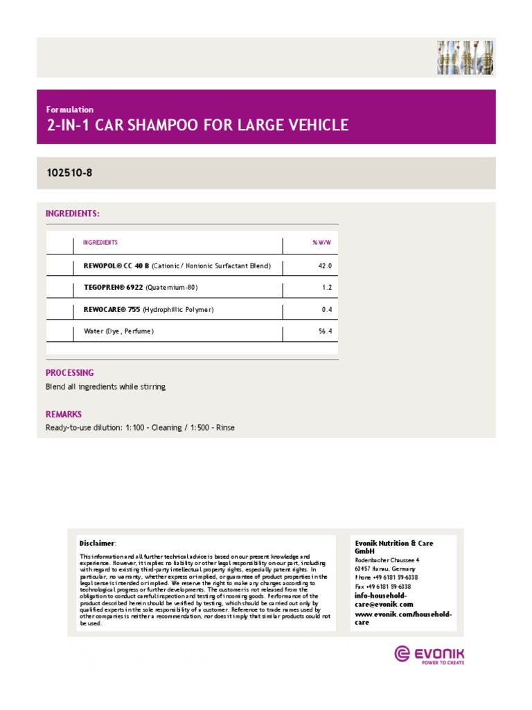 2 In 1 Car Shampoo For Large Vehicle Pdf